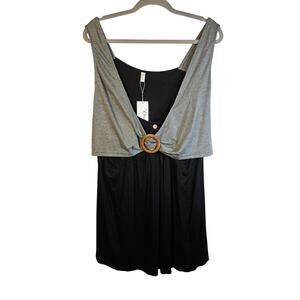 RoseGal Women's Tank Black‎ Gray Center Loop Size 3X New with tags